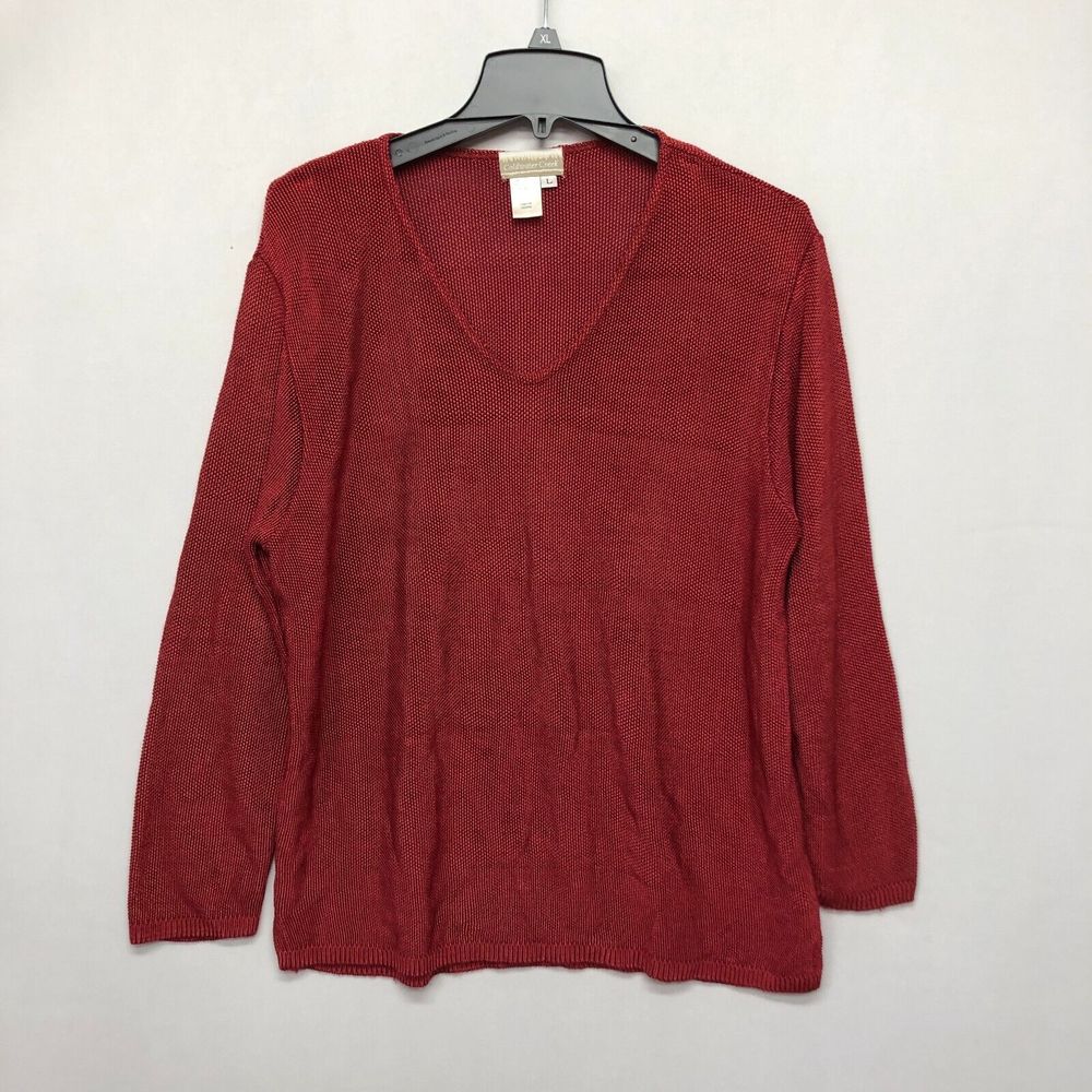 Vintage Coldwater Creek Women Pullover Sweater Knit Top Size Large Red B235 -13